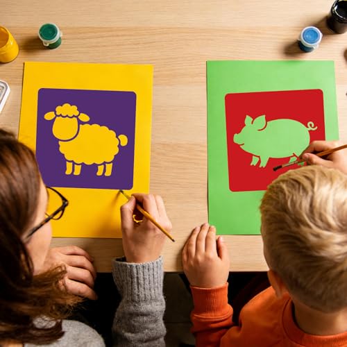 CUTHOLLOW 25 PCS Animal Painting Shape Stencils Sets - 8 Inch Reusable&Washable Drawing Template, Different Animals Primary Themed Sidewalk Chalk Art Stencils Kit for Craft Room Wall Paper - style: 25pcs-Animals