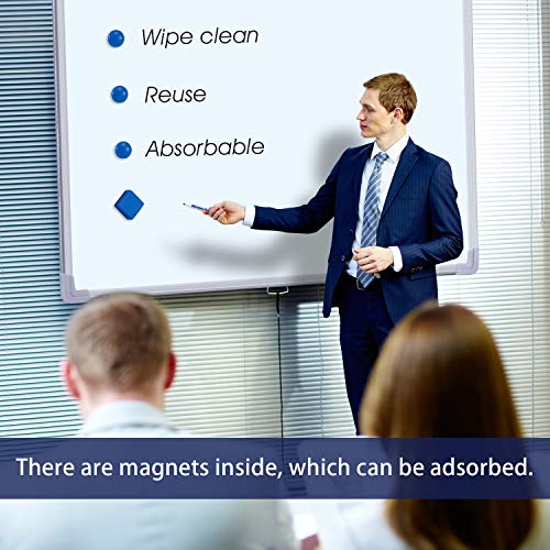 Favourde 48 Pack Magnetic Whiteboard Dry Erase Erasers Chalkboard Cleansers for Classroom, Home and Office (Blue) - color: Blue