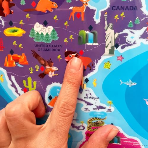 QUOKKA Educational Toys for Kids 5-7 Year Old - USA World Maps Puzzle Learning Wall Chart for Toddlers Age 3 4 6+ - Interactive Speech Therapy Poster Boy Girl - Autism Geography Puzzle Game 8-10-12 - style: USA World Maps