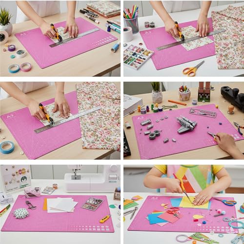 Cutting Mat A3 Pink, Self Healing Cutting Mat 12x18 Inch, 5-Ply Rotary Cutting Board Double-sided for Cutting Quilting Modeling Projects - color: Pink