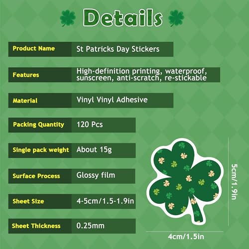 OHOME St Patricks Day Stickers for Kids - 120 PCS St Patricks Day Accessories Shamrock Decorations - St. Patrick’s Day Crafts for Kids - St Paddys Day Gifts Treats Party Favors for Boys Girls - style: St Patricks Day stickers