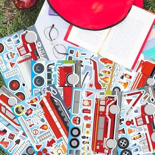 24 Sheets Rescue Vehicle Stickers for Kids, Make Your Own Tow Truck Stickers for Toddlers, Relief Vehicles Theme Sticker for Classroom Teacher Reward(Fire Trucks, Helicopters, Water Trucks) - style: Truck