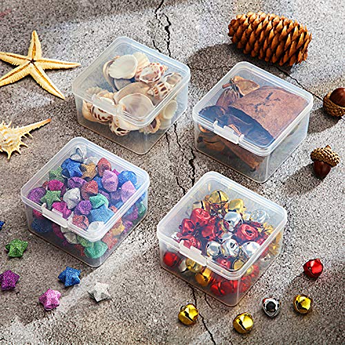 SATINIOR 24 Packs Small Clear Plastic Beads Storage Containers Box with Hinged Lid for Storage of Small Items, Crafts, Jewelry, Hardware (2.48 x 2.48 x 1.57 Inches) - size: 2.48 x 2.48 x 1.57 in