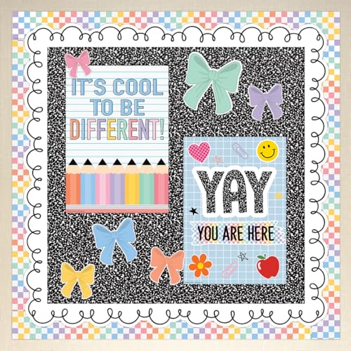 Teacher Created Resources Cool for School Checkers Straight Rolled Border Trim - 50ft - Decorate Bulletin Boards, Walls, Desks, Windows, Doors, Lockers, Schools, Classrooms, Homeschool & Offices