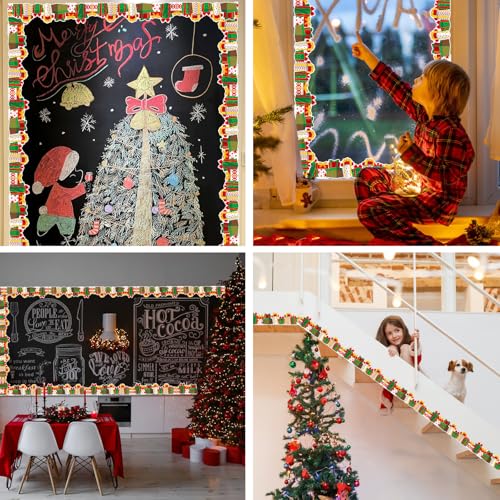 69 Feet Christmas Gift Box Border Red Green Bulletin Board Border Trim for Christmas Holiday Party School Classroom Office DIY Home Wall Decor - style: Gift box