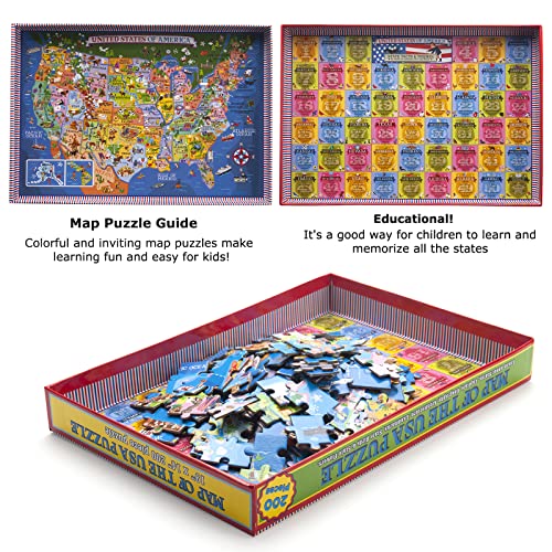 USA Map Puzzle for Kids - 200 Piece United States Puzzle - 50 States with Capitals for Kids Ages 4 and Up, America Jigsaw Puzzle Children’s Geography Puzzles Preschool Toys - color: B: Usa Map Jigsaw