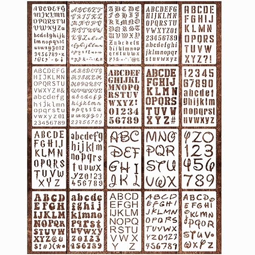 20 Pieces Letter Stencils Reusable Letter Stencils for Painting on Wood, Plastic Alphabet Numbers Stencils, Letter Stencil Template for Notebook, Journal, Scrapbook Decorations (20 Letter) - style: 20 Letter