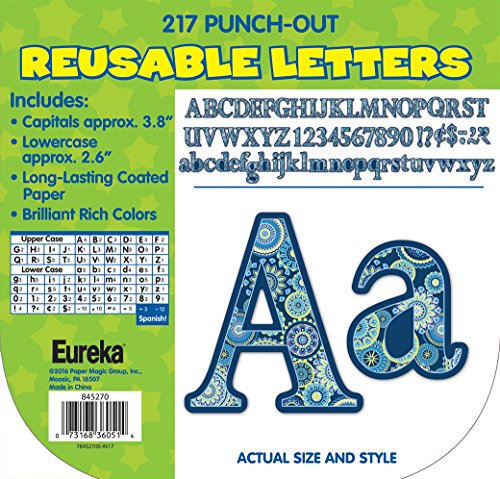 Eureka Back to School Blue Paisley Punch Out Letters for Classrooms, 217 pc, 3.8'' H - style: Blue Paisley