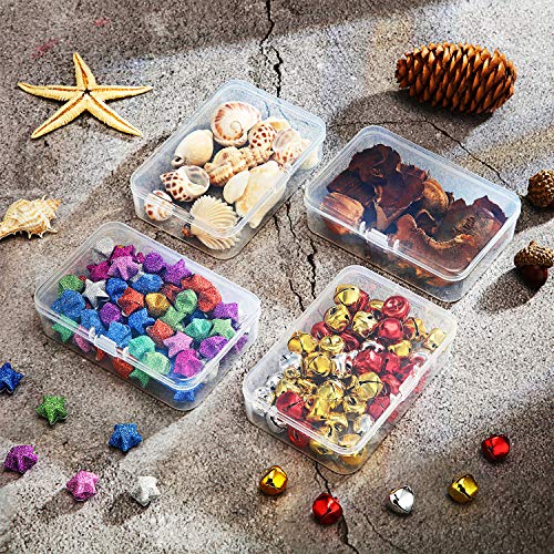 SATINIOR 24 Packs Small Clear Plastic Beads Storage Containers Box with Hinged Lid for Storage of Small Items, Crafts, Jewelry, Hardware (3.7 x 2.5 x 1 Inches) - size: 3.7 x 2.5 x 1 in
