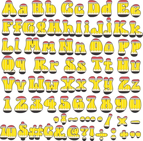 Qyeahkj 260 PCS Bulletin Board Letters for Classroom 4”Letters Combo Pack Sets Decorations Alphabet Numbers Symbols Letters for Bulletin Board Cutouts Card for Classroom Decor (Pencil) - style: Pencil
