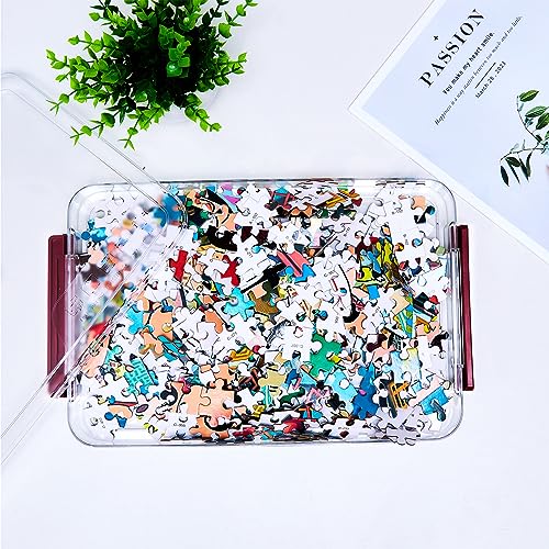 CATOOMUU A4 Storage File Box 9 X 13 Clear Stackable Slim Plastic Portable Project Case For Letter Paper Photo Documents Scrapbook, 3 Count - color: Small-Red