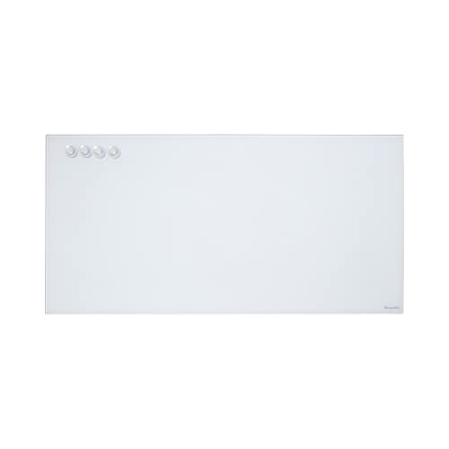 ECR4Kids MessageStor Dry-Erase Glass Board and Magnets, Office Essentials, White - style: White