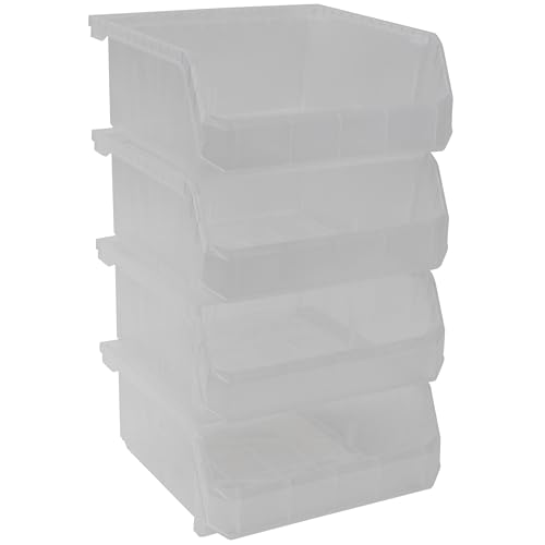 ReadySpace Plastic Containers for Organizing and Storage Bins for Drawers, Desks, Office Organization, and Garage, Stackable Bins, Medium-Wide (5" x 11" x 11"), 4-Pack, Clear - color: Clear, size: Medium-Wide, 4-Pack
