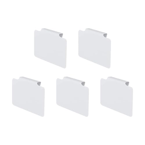 5 Pcs White Plastic Storage Bin Labels - Kitchen Pantry Basket Shelf Labels - Clip on Plastic Shelf Label Holders