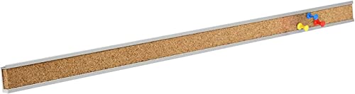 Corksidol Bulletin Bar Strip, Cork Board, Cork Strips, 48" x 1", Classroom, Office, Walls, Cubicle, Aluminum Frame,Include Pins and Adhesive Strip, 1 Pack, (Silver) - color: Silver, size: 48 Inch - 1 Pack