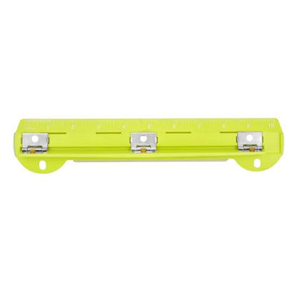 3 Hole Punch with Built-in 10-Inch Ruler, Portable ABS Plastic Paper Puncher with Stainless Steel Heads, 5 Sheet Capacity, Removable Chip Tray, Fits Standard 3 Ring Binders (Yellow) - color: Yellow