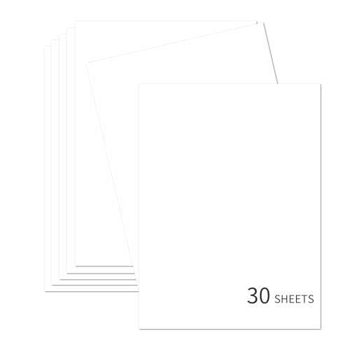 30 Sheets White Cardstock 8.5'' x 11'', 250gsm/90lb Heavyweight Cover Cardstock Paper, Thick and Smooth Card Stock Perfect for Invitations, Menus,DIY Cards, Arts and Crafts - color: White