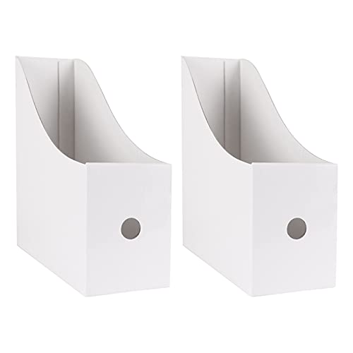 Limitliho 2 Pack White Magazine Holde, Vertical Book Bins for Classroom and Library Use, 10.6'' ×10.2'' ×3.5'' Inch Vertical File Folder Box - color: White, size: 2 Pack