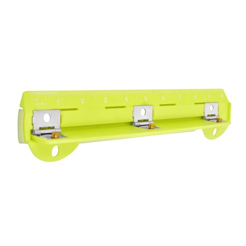 3 Hole Punch with Built-in 10-Inch Ruler, Portable ABS Plastic Paper Puncher with Stainless Steel Heads, 5 Sheet Capacity, Removable Chip Tray, Fits Standard 3 Ring Binders (Yellow) - color: Yellow