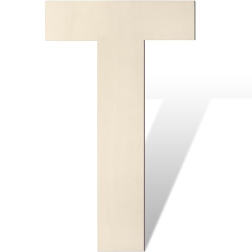 Large Wooden Letters 17 Inch Big Wooden Alphabet Letters for Wall Decor Unfinished Large Wood Letters for Nursery Decor Crafts Blank Wooden Cutout Sign for Party Birthday Wedding Decoration (T) - color: T