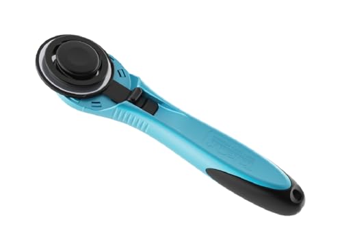 TrueCut Straight Rotary Cutter - 45mm Ergonomic Wheel Cutter for Fabric & Crafting - Left or Right-Handed - Track-and-Guide Ruler - Quilting and Sewing Supplies
