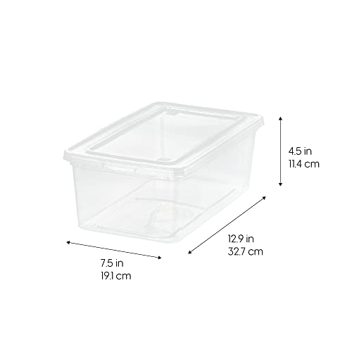 IRIS USA 12-Pack Storage Bins with Lids, 6 Quart - Crystal Clear, Shoe Boxes Stackable Containers Organize Shoes Closet Shelves, Teacher Tools Classroom Organization, Game - BPA-Free Plastic - size: 6 Qt (Pack of 2), style: 6 Pack