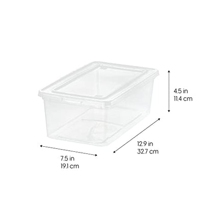 IRIS USA 12-Pack Storage Bins with Lids, 6 Quart - Crystal Clear, Shoe Boxes Stackable Containers Organize Shoes Closet Shelves, Teacher Tools Classroom Organization, Game - BPA-Free Plastic - size: 6 Qt (Pack of 2), style: 6 Pack