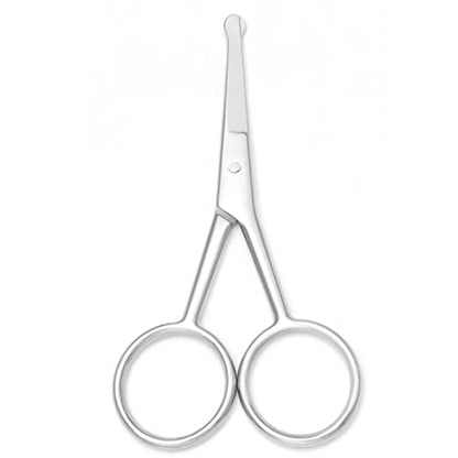 Premium Manicure Rounded Tip Scissors Multi-purpose Stainless Steel Cuticle Pedicure Beauty Grooming Shears for Nail, Eyebrow, Eyelash, Dry Skin, Nose Hair (Silver 4 Inch)