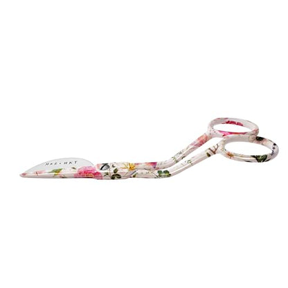 Applique Pelican Duckbill Blade 5.8 Inch - Double Bent Curved Offset Handle Scissors with Pouch Sleeve for Embroidery, Fabric, Thread, Knitting, Sewing, Arts & Craft (Floral) - style: Bent Floral