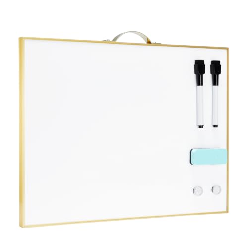 TSJ OFFICE Small Dry-Erase White-Board - 12 X 16 Inches Portable Aluminum Frame Mini Hanging Whiteboard with Handle, to Do List Notepad for Office, Home, School - color: Gold-horizontal