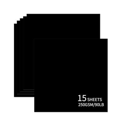 15 Sheets Black Cardstock 12"x12",250gsm/90lb Heavyweight Cardstock Paper, Thick and Smooth Card Stock Perfect for Card Making, Scrapbooking and Crafts - color: Black