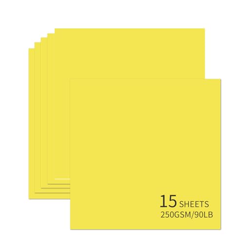 15 Sheets Yellow Cardstock 12"x12",250gsm/90lb Heavyweight Cover Cardstock Paper, Thick and Smooth Card Stock Perfect for Card Making, Scrapbooking and Crafts - color: Yellow