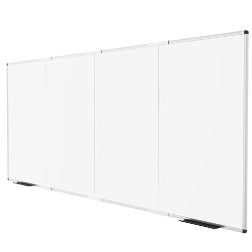 VIZ-PRO Magnetic Dry Erase Board, 120 X 48 Inches, Foldable Wall-Mounted Whiteboard with Silver Aluminum Frame & Marker Tray for School Office and Home 10' X 4' - size: 120"W x 48"H