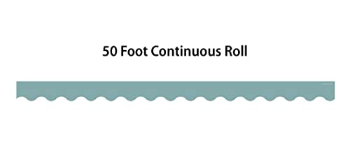 Teacher Created Resources Calming Blue Scalloped Rolled Border Trim - 50ft - Decorate Bulletin Boards, Walls, Desks, Windows, Doors, Lockers, Schools, Classrooms, Homeschool & Offices (TCR8907)