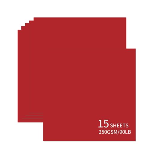 15 Sheets Red Cardstock 12"x12",250gsm/90lb Heavyweight Cardstock Paper, Thick and Smooth Card Stock Perfect for Card Making, Scrapbooking and Crafts - color: Red