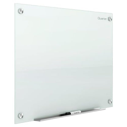 Quartet Whiteboard, Glass Dry Erase Board, Magnetic, 6' x 4', Infinity Frameless Mounting, White Surface, Accessory Tray, 1 Dry Erase Marker and 2 Glass Board Magnets (G7248W) - size: 72"W x 48"H