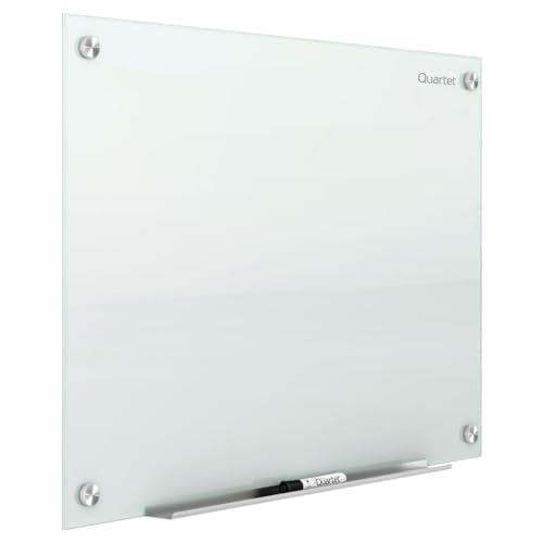 Quartet Whiteboard, Glass Dry Erase Board, Magnetic, 6' x 4', Infinity Frameless Mounting, White Surface, Accessory Tray, 1 Dry Erase Marker and 2 Glass Board Magnets (G7248W) - size: 72"W x 48"H