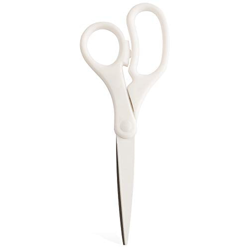 JAM PAPER Multi-Purpose Precision Scissors - 8 Inch - White - Ergonomic Handle & Stainless Steel Blades - Sold Individually - color: White, size: Standard (8 Inch)