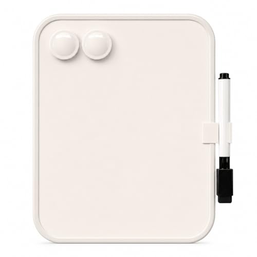 6“ X 8” Small Dry Erase Board with Erasable Markers and 2 Magnets (White) | ABS frame, magnetic board—smooth surface;easy to write on and erase—small whiteboard for fridge, school lockers, and offices - color: White
