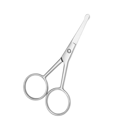 Premium Manicure Rounded Tip Scissors Multi-purpose Stainless Steel Cuticle Pedicure Beauty Grooming Shears for Nail, Eyebrow, Eyelash, Dry Skin, Nose Hair (Silver 4 Inch)