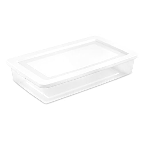 Sterilite 6 Pack Storage Box, 41 Quart Stackable Tote, Clear Plastic Container with Secure Snapping White Lids for Home and Office Organization - size: 41 Quart, style: 6 Pack