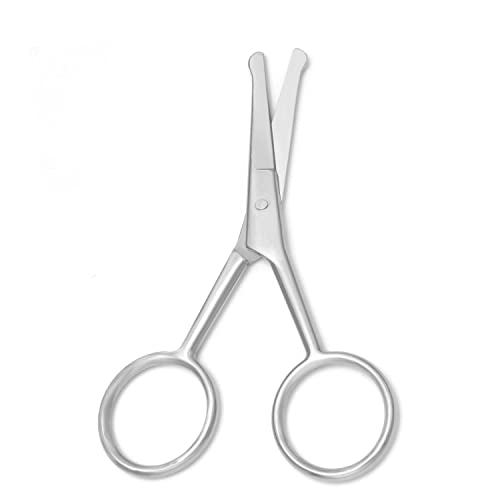 Premium Manicure Rounded Tip Scissors Multi-purpose Stainless Steel Cuticle Pedicure Beauty Grooming Shears for Nail, Eyebrow, Eyelash, Dry Skin, Nose Hair (Silver 4 Inch)