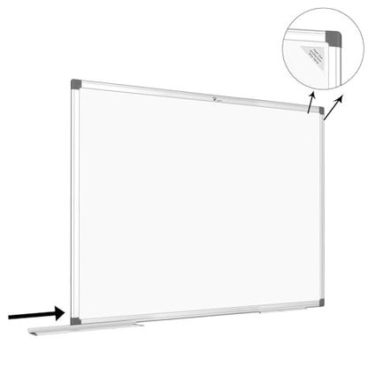 TOWON Silver Border Whiteboard Dry Erase, 72x48 in White Board Dry Erase, Presentation Magnetic Aluminum Framed Whiteboard, Dry Erase Board Wall Mounted with Markers, Pen Tray, Magnets, Cleaning Wipe - size: 72‘’ x 48‘’ Silver