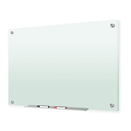 J&J worldwide Frosted Glass Whiteboard 47x35 Inch, Frameless Tempered Glass Dry Erase Board Wall Mounted Includes Markers, Eraser, Magnets, Mounting Kit for Office Home& School - color: Frosted, size: 47"W x 35"H