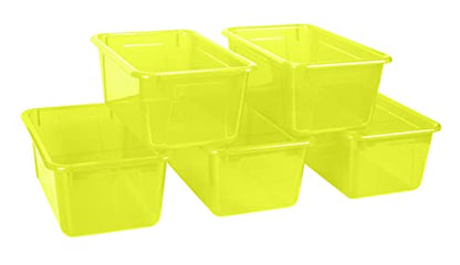 Storex Small Cubby Bin, 12.2 x 7.8 x 5.1 Inches, Candy Yellow, 5-Pack (62476U05C) - color: Tint Yellow, style: Bin Only