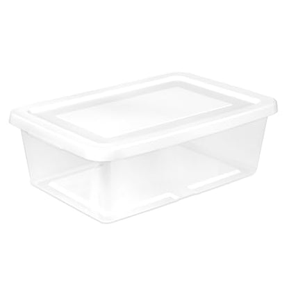 Sterilite 48 Pack Storage Box, 12 Quart Stackable Tote, Clear Plastic Container with Secure Snapping Lids for Home and Office Organization, White - size: 12 Quart, style: 48 Pack