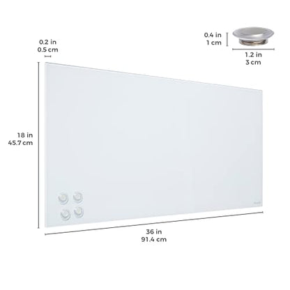 ECR4Kids MessageStor Dry-Erase Glass Board and Magnets, Office Essentials, White - style: White