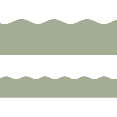 Fancy Land Sage Green Bulletin Board Borders Green Scalloped Border Trim for Back to School Classroom Wall Chalkboard Decoration Supplies 52ft