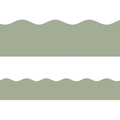 Fancy Land Sage Green Bulletin Board Borders Green Scalloped Border Trim for Back to School Classroom Wall Chalkboard Decoration Supplies 52ft
