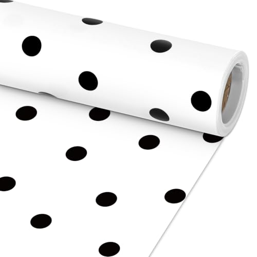 Polka Dot Bulletin Board Paper Roll Black Dot Bulletin Board Background Not Easy to Fade Bulletins Decorations Crafts for Back to School Poster Arts Crafts Classroom Supply 15.8in x 20ft - style: Polka Dot